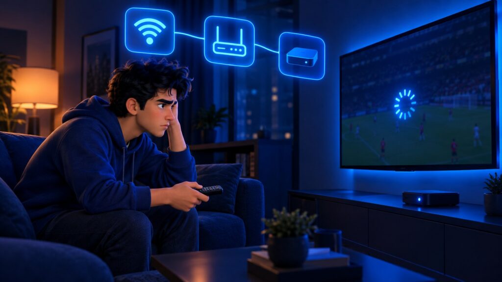 Working out why IPTV keeps buffering by checking each link in the chain from Wi-Fi to router to streaming box