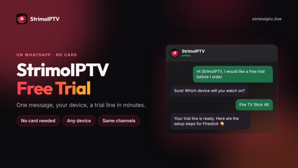 Getting a StrimoIPTV free trial on WhatsApp with no card needed